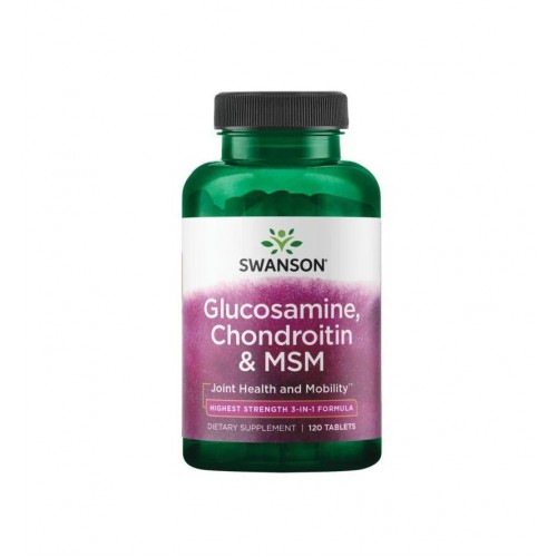 SWANSON GLUCOSAMINE, CHONDROITIN & MSM - HIGHEST STRENGTH 3 IN 1 FORMULA / СУОНСЪН ГЛЮКОЗАМИН ХОНДРОИТИН И МСМ ФОРМИЛА 3 В 1 ТАБЛ. X120 SWANSON GLUCOSAMINE, CHONDROITIN & MSM - HIGHEST STRENGTH 3 IN 1 FORMULA / СУОНСЪН ГЛЮКОЗАМИН ХОНДРОИТИН И МСМ ФОРМИЛА 3 В 1 ТАБЛ. X120
