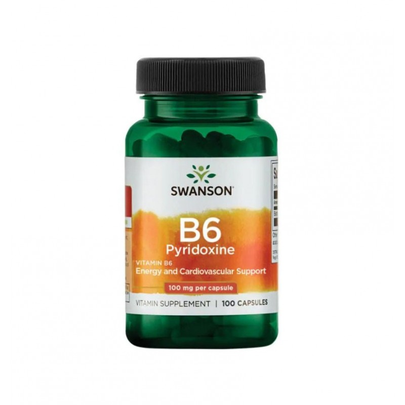 SWANSON VITAMIN B-6 PYRIDOXINE / СУОНСЪН ВИТАМИН В-6 ПИРИДОКСИН КАПС. X100