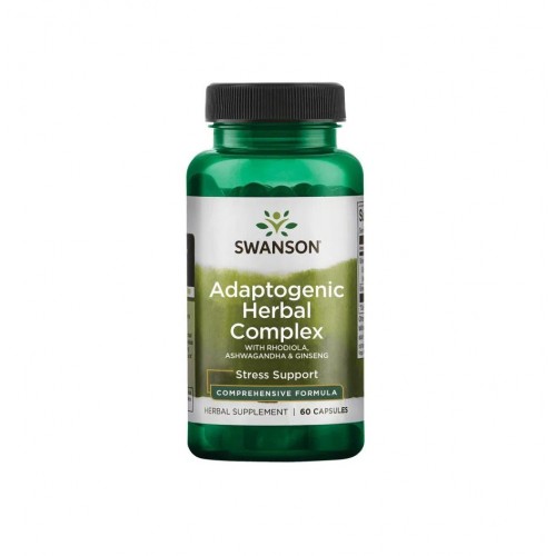 SWANSON RHODIOLA ASHWAGANDHA GINSENG COMPLEX / СУОНСЪН РОДИОЛА, АШВАГАНДА, ЖЕНШЕН КОМПЛЕКС КАПС. X60