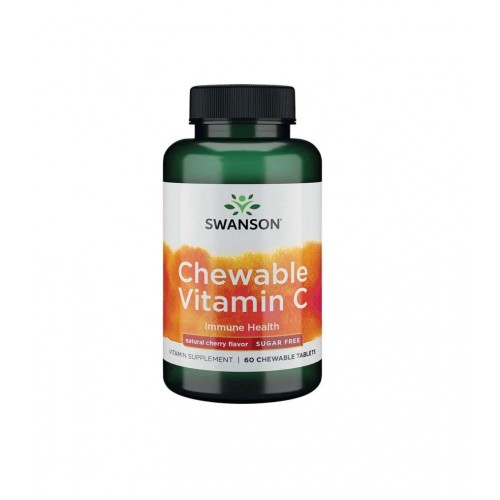 SWANSON SUGAR-FREE CHEWABLE VITAMIN C CHERRY / СУОНСЪН ВИТАМИН Ц ЗА ДЪВЧЕНЕ С ВКУС НА ЧЕРЕША ТАБЛ. X60