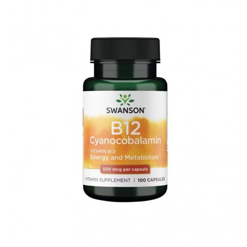 SWANSON VITAMIN B-12 (CYANOCOBALAMIN) / СУОНСЪН ВИТАМИН B-12 (ЦИАНОКОБАЛАМИН) КАПС. X100