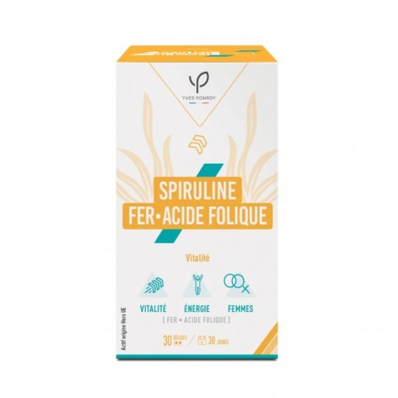 YVES PONROY SPIRULINE, FER, ACIDE FOLIQUE / СПИРУЛИНА, ЖЕЛЯЗО, ФОЛИЕВА КИСЕЛИНА - ЗА ЗДРАВ ИМУНИТЕТ КАПС. Х30