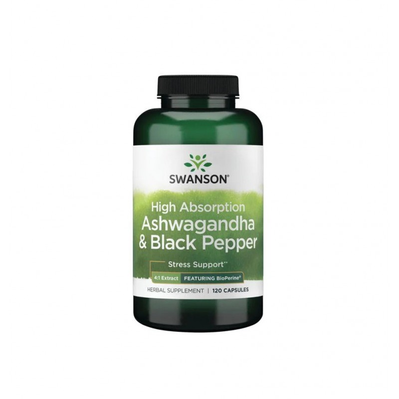 SWANSON HIGH ABSORPTION ASHWAGANDHA & BLACK PEPPER - FEATURING BIOPERINE / СУОНСЪН АШВАГАНДА ЕКСТРАКТ С БИОПЕРИН КАПС. X120 SWANSON HIGH ABSORPTION ASHWAGANDHA & BLACK PEPPER - FEATURING BIOPERINE / СУОНСЪН АШВАГАНДА ЕКСТРАКТ С БИОПЕРИН КАПС. X120