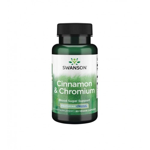 SWANSON CINNAMON & CHROMIUM WITH CHROMAX / СУОНСЪН КАНЕЛА И ХРОМАКС ХРОМ ВЕГАН КАПС. X60