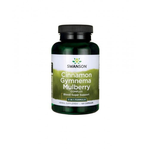 SWANSON CINNAMON GYMNEMA MULBERRY COMPLEX / СУОНСЪН КОМПЛЕКС С КАНЕЛА, ГИМНЕМА И ЧЕРНИЦА КАПС. X120
