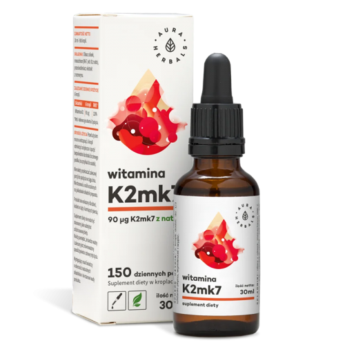 AURA HERBALS / WITAMINA K2 - MK7 / ВИТАМИН К2 КАПКИ 30МЛ