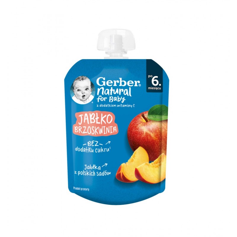 NESTLE GERBER APPLE AND PEACH / НЕСТЛЕ ГЕРБЕР ПАУЧ ЯБЪЛКА И ПРАСКОВА 6М+ 80ГР NESTLE GERBER APPLE AND PEACH / НЕСТЛЕ ГЕРБЕР ПАУЧ ЯБЪЛКА И ПРАСКОВА 6М+ 80ГР