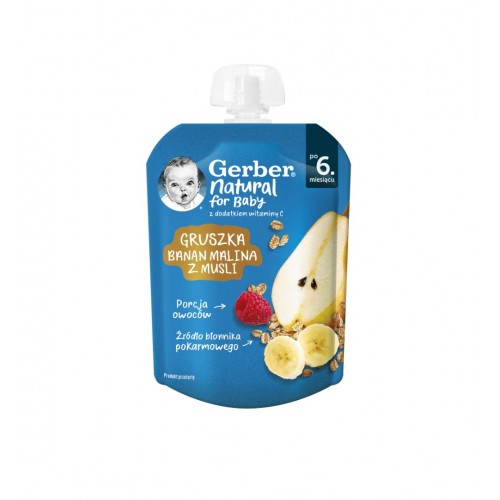 NESTLE GERBER PEAR, BANANA, RASPBERRY AND MUESLI / НЕСТЛЕ ГЕРБЕР ПАУЧ КРУША, БАНАН, МАЛИНА И МЮСЛИ 6М+ 80ГР NESTLE GERBER PEAR, BANANA, RASPBERRY AND MUESLI / НЕСТЛЕ ГЕРБЕР ПАУЧ КРУША, БАНАН, МАЛИНА И МЮСЛИ 6М+ 80ГР