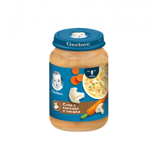 NESTLE GERBER SOUP CAULIFLOWER AND RABBIT PUREE / НЕСТЛЕ ГЕРБЕР ПЮРЕ ОТ СУПА С КАРФИОЛ И ЗАЕШКО 9М+ 190ГР NESTLE GERBER SOUP CAULIFLOWER AND RABBIT PUREE / НЕСТЛЕ ГЕРБЕР ПЮРЕ ОТ СУПА С КАРФИОЛ И ЗАЕШКО 9М+ 190ГР