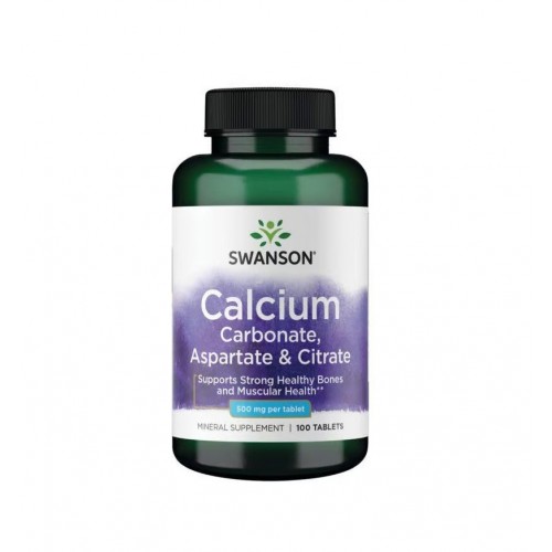 SWANSON CALCIUM CARBONATE, ASPARTATE & CITRATE / СУОНСЪН КАЛЦИЕВ КАРБОНАТ, АСПАРТАТ И ЦИТРАТ 500 МГ ТАБЛ. X 100