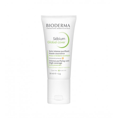 BIODERMA SEBIUM GLOBAL COVER / БИОДЕРМА СЕБИУМ ГЛОБАЛ КОВЪР ТОНИРАН КРЕМ ЗА ПРИКРИВАНЕ НА НЕСЪВЪРШЕНСТВА 30МЛ