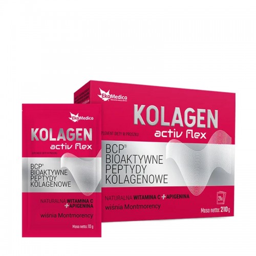 EKAMEDICA KOLAGEN ACTIVE FLEX / БИОАКТИВНИ КОЛАГЕНОВИ ПЕПТИДИ + ВИТАМИН C И АПИГЕНИН САШЕТА Х21