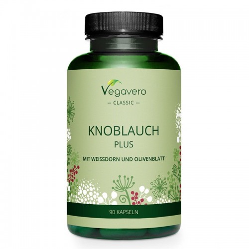 VEGAVERO KNOBLAUCH PLUS MIT WEISSDORN UND OLIVERBLATT / ЧЕРЕН ЧЕСЪН + ГЛОГ И ЛИСТА ОТ МАСЛИНА КАПС. Х90