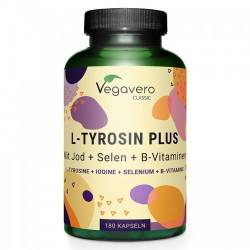 VEGAVERO L-TYROSIN PLUS (MIT JOD + SELEN + B-VITAMINEN) / Л-ТИРОЗИН + ЙОД + СЕЛЕН + ВИТАМИНИ B-КОМПЛЕКС КАПС. Х180
