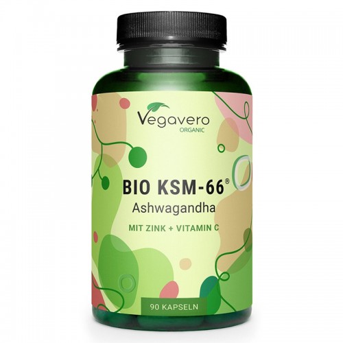 VEGAVERO BIO KSM-66 ASHWAGANDHA MIT ZINK + VITAMIN C / АШВАГАНДА + ЦИНК + ВИТАМИН C КАПС. Х90