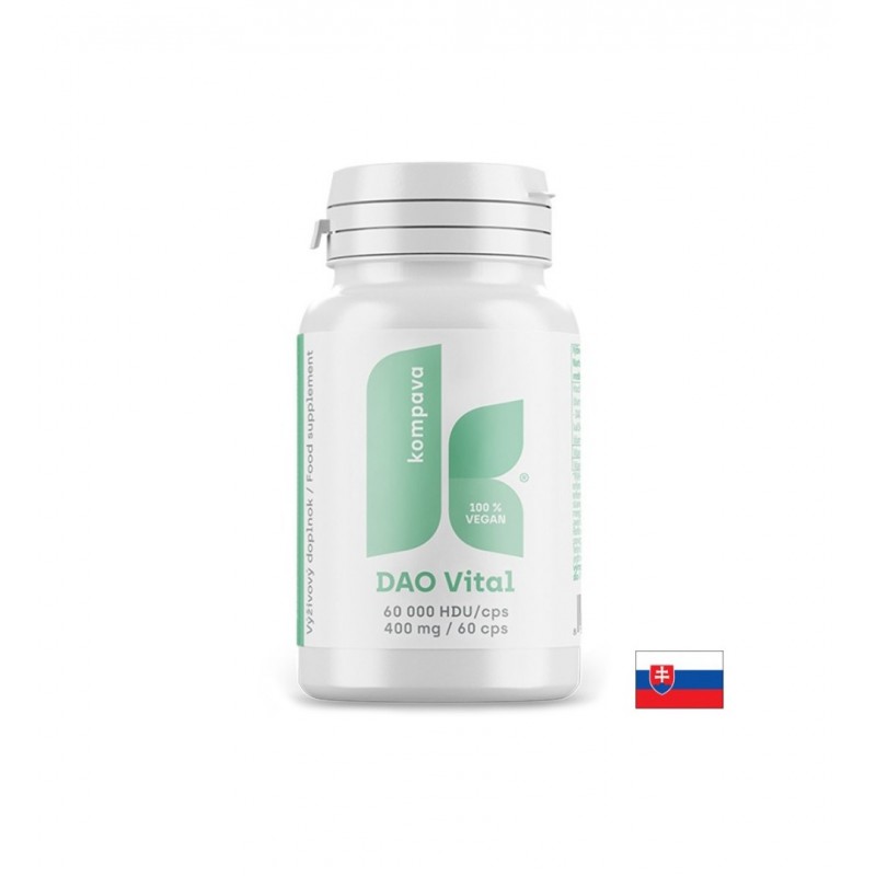KOMPAVA DAO VITAL / DAO 180 000 HDU + ВИТАМИН C И B6 ПРИ ХИСТАМИНОВА ЧУВСТВИТЕЛНОСТ КАПС. X 60