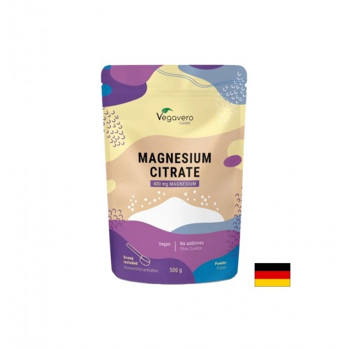 VEGAVERO MAGNESIUM CITRATE / МАГНЕЗИЙ ЦИТРАТ ПРИ МУСКУЛНИ КРАМПИ, НЕРВНО НАПРЕЖЕНИЕ И УМОРА 200 МГ. 500 Г. ПРАХ