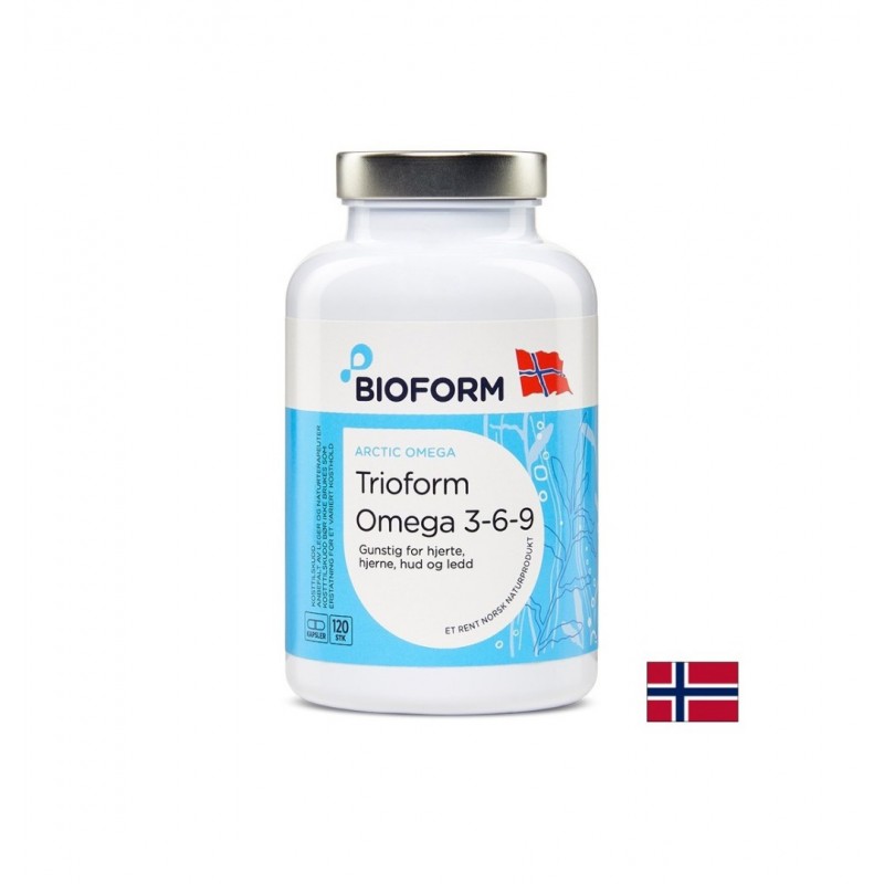 BIOFORM TRIOFORM OMEGA 3-6-9 / ОМЕГА 3-6-9 ОТ РИБЕНО МАСЛО, НОРВЕЖКО ТЮЛЕНОВО МАСЛО И МАСЛО ОТ ВЕЧЕРНА ИГЛИКА СОФТГЕЛ КАПС. X 120