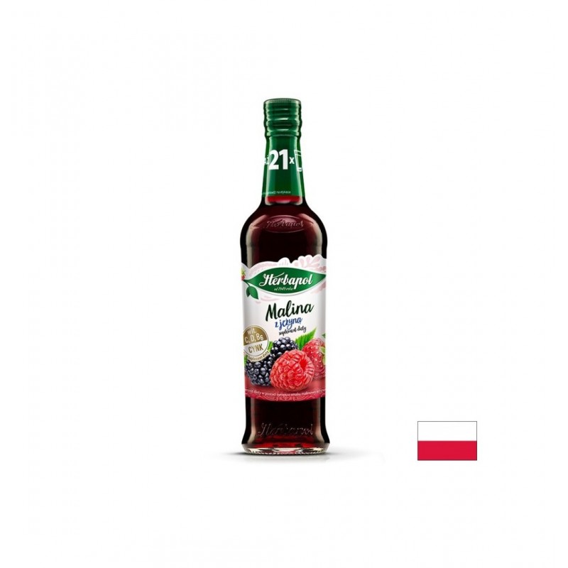 HERBAPOL RASPBERRY WITH BLACKBERRY FLAVOURED SYRUP / СИРОП С МАЛИНА И КЪПИНА ЗА НАПИТКИ И ДЕСЕРТИ 420 МЛ