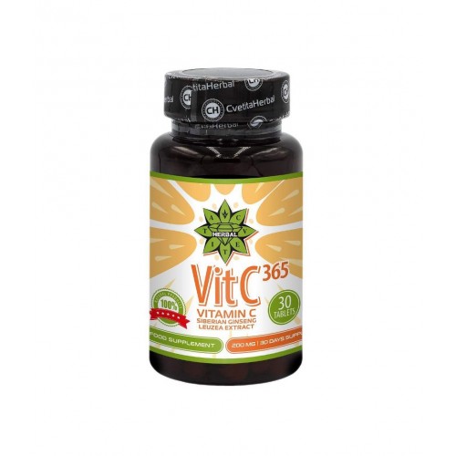 CVETITA HERBAL VITAMIN C WITH SIBERIAN GINSENG AND LEUZEA / ВИТАМИН Ц СЪС СИБИРСКИ ЖЕНШЕН И ЛЕВЗЕЯ 200МГ ТАБЛ. X30
