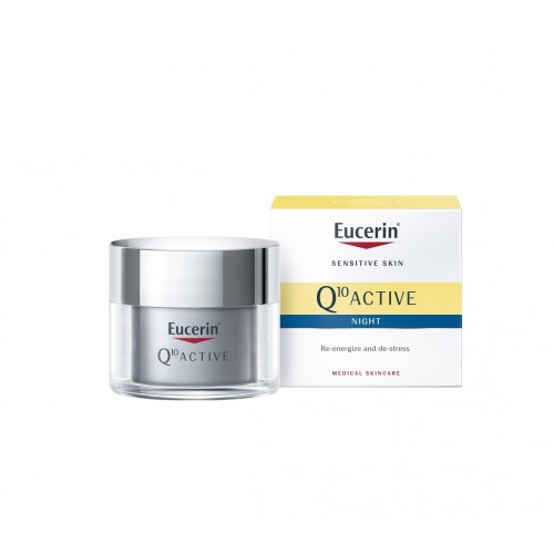 EUCERIN Q 10 ACTIVE ANTI-WRINKLE NIGHT CREAM FOR SENSITIVE SKIN / ЕУСЕРИН КЮ ТЕН АКТИВ НОЩЕН КРЕМ ПРОТИВ БРЪЧКИ, ЗА ЧУВСТВИТЕЛНА КОЖА 50МЛ