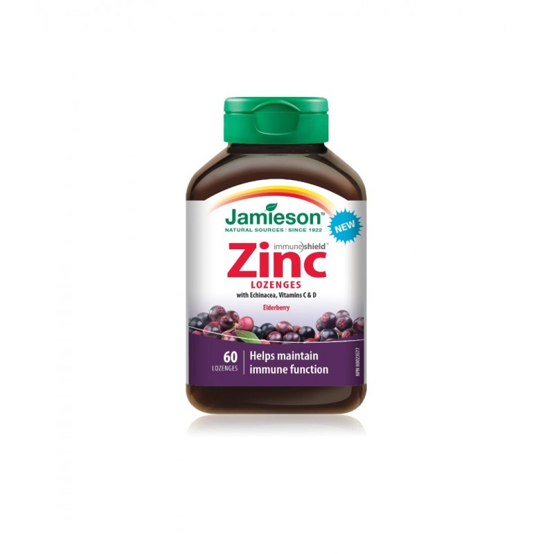 JAMIESON ZINC WITH ECHINACEA, VITAMINS C & D / ДЖЕЙМИСЪН ЦИНК С ЕХИНАЦЕЯ, ВИТАМИН C И D, С ВКУС НА БЪЗ 10МГ СМУЧЕЩИ ТАБЛ. X60