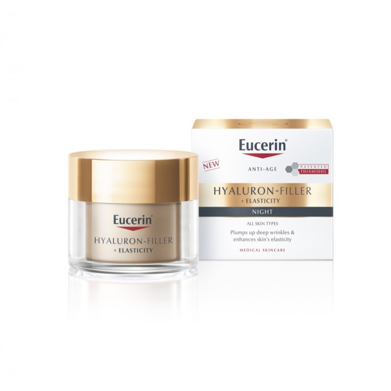 EUCERIN HYALURON-FILLER + ELASTICITY NIGHT CREAM / ЕУСЕРИН ХИАЛУРОН-ФИЛЪР + ЕЛАСТИСИТИ НОЩЕН КРЕМ ЗА ЗРЯЛА КОЖА 50МЛ