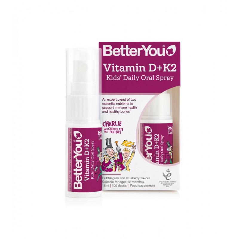 BETTER YOU VITAMIN D+K2 KIDS DAILY ORAL SPRAY / БЕТЪР Ю ВИТАМИН D+K2 ДЕТСКИ ОРАЛЕН СПРЕЙ С ВКУС НА ДЪВКА 15МЛ BETTER YOU VITAMIN D+K2 KIDS DAILY ORAL SPRAY / БЕТЪР Ю ВИТАМИН D+K2 ДЕТСКИ ОРАЛЕН СПРЕЙ С ВКУС НА ДЪВКА 15МЛ