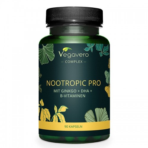 VEGAVERO NOOTROPIC PRO MIT GINKGO + DHA + B-VITAMINEN / НООТРОПИК ПРО С ГИНКО БИЛОБА + DHA И ВИТАМИНИ B КАПС. Х90