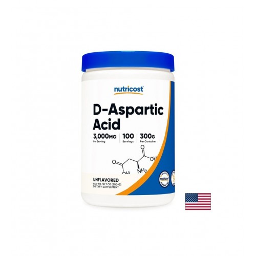 NUTRICOST D-ASPARTIC ACID / D-АСПАРАГИНОВА КИСЕЛИНА ЗА МЪЖКИ ТОНУС И ФИЗИЧЕСКА СИЛА 3000 МГ ПРАХ 300 ГР