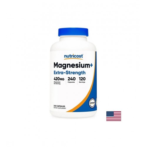 NUTRICOST MAGNESIUM EXTRA-STRENGHT / МАГНЕЗИЙ ГРИЖА ЗА МУСКУЛИТЕ И СЪРЦЕТО (ОКСИД, БИСГЛИЦИНАТ) 210 МГ КАПС. Х 240 