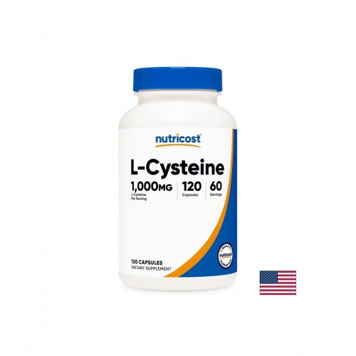 NUTRICOST L-CYSTEINE / Л-ЦИСТЕИН ЗА ДЕТОКС НА ЧЕРНИЯ ДРОБ И СЪРДЕЧНО - СЪДОВО ЗДРАВЕ 500 МГ КАПС. Х 120 