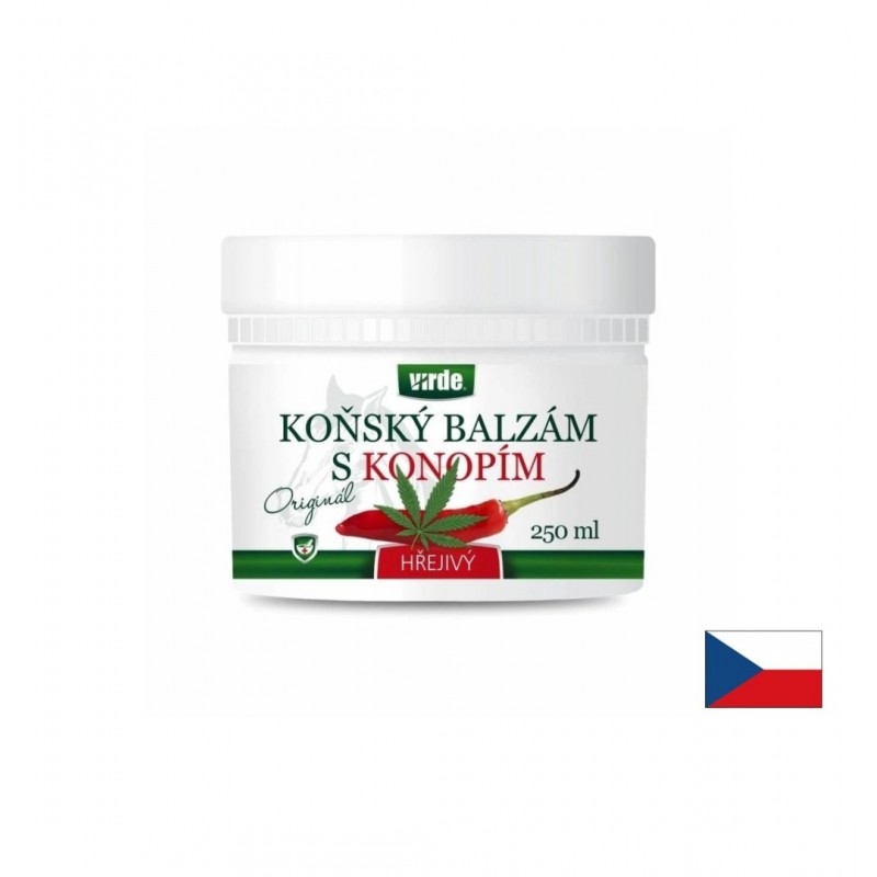 VIRDE KONSKY BALZAM HREJIVY S KONOPIM / ЗАГРЯВАЩ КОНСКИ БАЛСАМ С КОНОПЕНО МАСЛО ЗА СКОВАНИ СТАВИ И НАПРЕГНАТИ МУСКУЛИ 250 МЛ