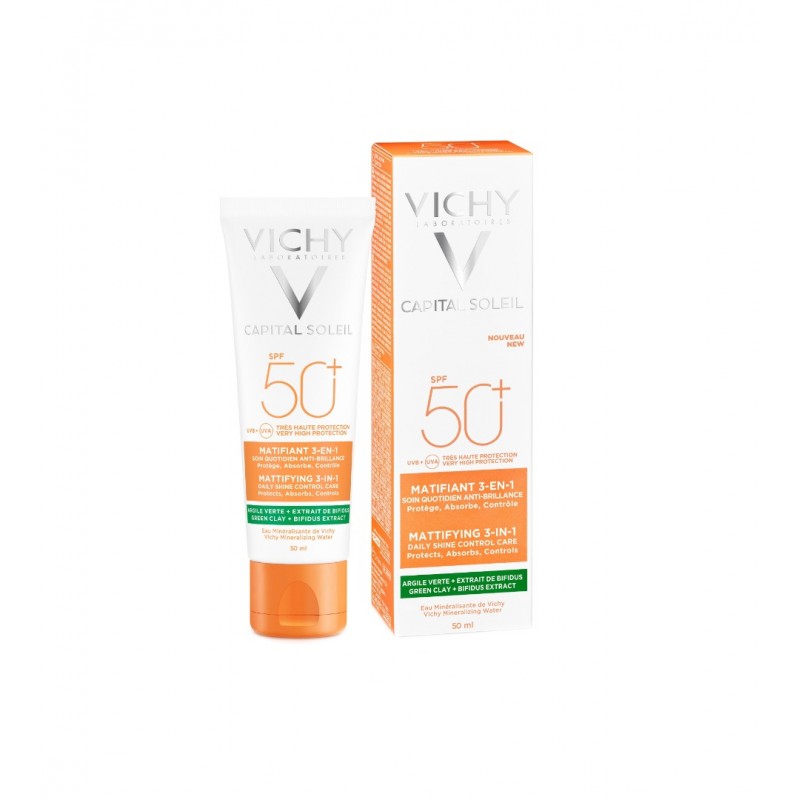 VICHY CAPITAL SOLEIL SPF50+ MATTIFYING CREAM / ВИШИ КАПИТАЛ СОЛЕЙЛ SPF50+ МАТИРАЩ И КОРИГИРАЩ КРЕМ 3 В 1 50МЛ VICHY CAPITAL SOLEIL SPF50+ MATTIFYING CREAM / ВИШИ КАПИТАЛ СОЛЕЙЛ SPF50+ МАТИРАЩ И КОРИГИРАЩ КРЕМ 3 В 1 50МЛ
