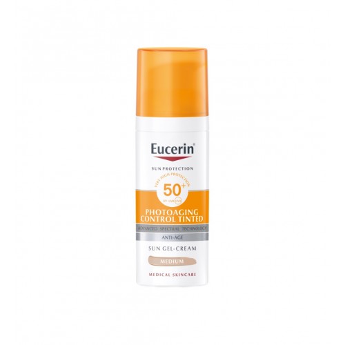 EUCERIN PHOTOAGING CONTROL TINTED GEL CREAM FOR FACE / ЕУСЕРИН ФОТОЕЙДЖИНГ КОНТРОЛ ОЦВЕТЕН СЛЪЦЕЗАЩИТЕН ГЕЛ КРЕМ ЗА ЛИЦЕ SPF 50+ ТЪМЕН НЮАНС 50 МЛ