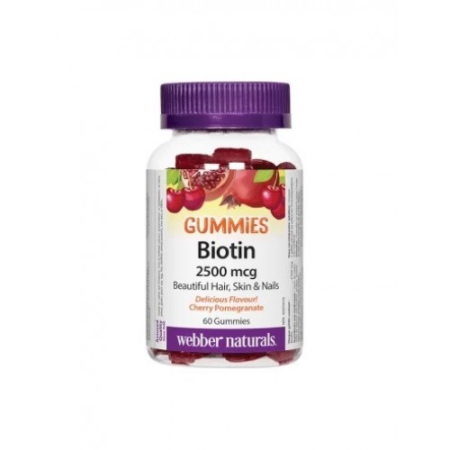WEBBER NATURALS GUMMIES BIOTIN / БИОТИН ГЪМИ 2500МКГ ЖЕЛИРАНИ ТАБЛ. Х 60
