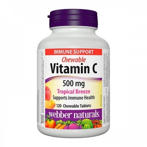WEBBER NATURALS VITAMIN C CHEWABLE / ВИТАМИН C 500МГ ДЪВЧАЩИС ВКУС НА ТРОПИЧЕСКИ ПЛОДОВЕ ТАБЛ. Х 120