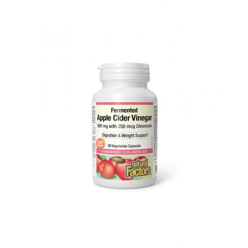 NATURAL FACTORS APPLE CIDER VINEGAR / ЯБЪЛКОВ ОЦЕТ + ХРОМ ПИКОЛИНАТ 250МКГ КАПС. Х90