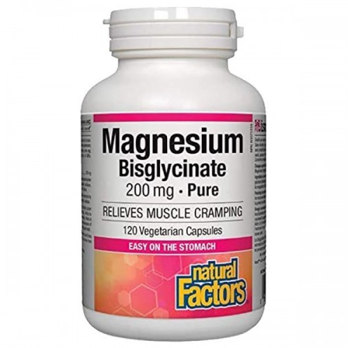 NATURAL FACTORS MAGNESIUM BISGLYCINATE / МАГНЕЗИЙ (БИСГЛИЦИНАТ) 200МГ КАПС. Х120