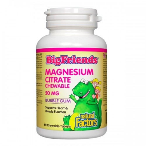 NATURAL FACTORS MAGNESIUM CITRATE / МАГНЕЗИЙ (ЦИТРАТ) ЗА ДЕЦА 50МГ ДЪВЧАЩИ ТАБЛ. Х60