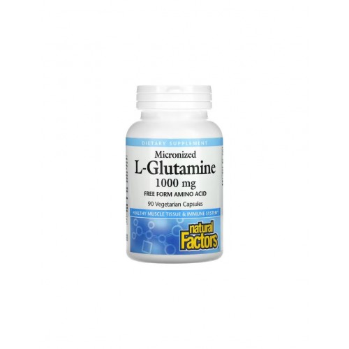 NATURAL FACTORS L-GLUTAMINE / Л-ГЛУТАМИН (МИКРОНИЗИРАН) 1000МГ КАПС. Х90