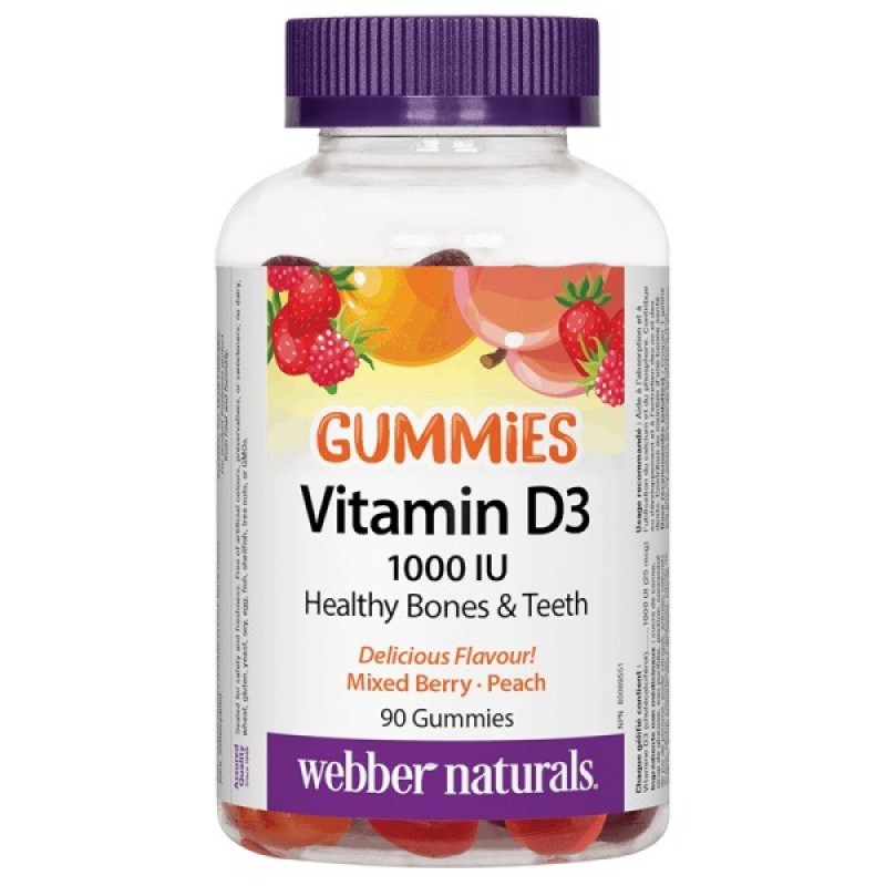 WEBBER NATURALS GUMMIES VITAMIN D3 / ВИТАМИН D3 ГЪМИ 1000IU ЖЕЛИРАНИ ТАБЛ. Х 90 WEBBER NATURALS GUMMIES VITAMIN D3 / ВИТАМИН D3 ГЪМИ 1000IU ЖЕЛИРАНИ ТАБЛ. Х 90
