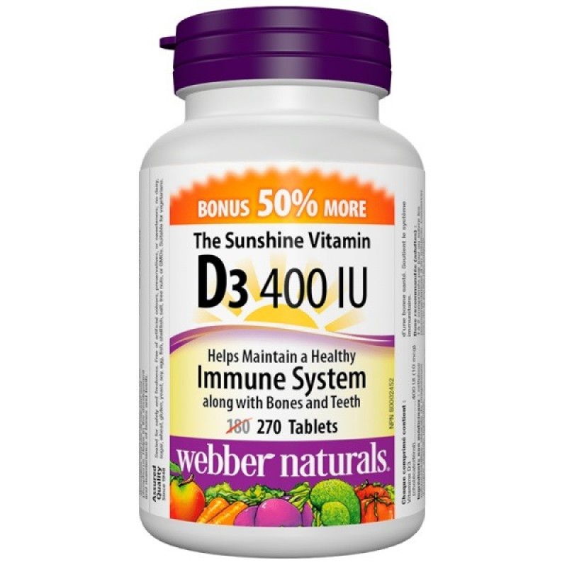 WEBBER NATURALS VITAMIN D3 400 IU / ВИТАМИН D3 400IU ТАБЛ. Х 270