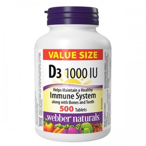 WEBBER NATURALS VITAMIN D3 1000 IU / ВИТАМИН D3 1000IU ТАБЛ. Х 500
