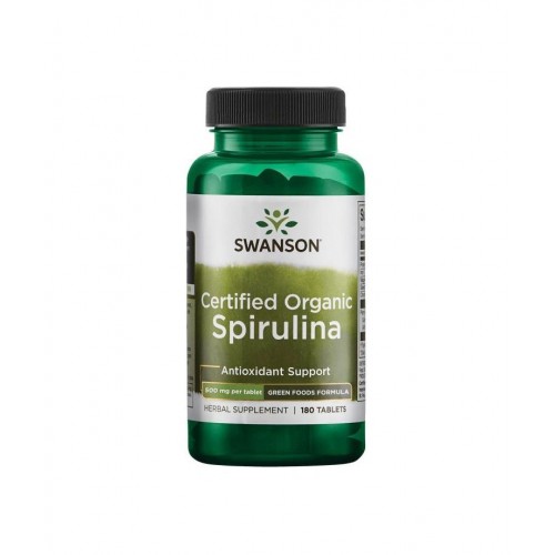 SWANSON CERTIFIED ORGANIC SPIRULINA / СУОНСЪН СЕРТИФИЦИРАНА ОРГАНИЧНА СПИРУЛИНА 500 МГ ТАБЛ. Х 180