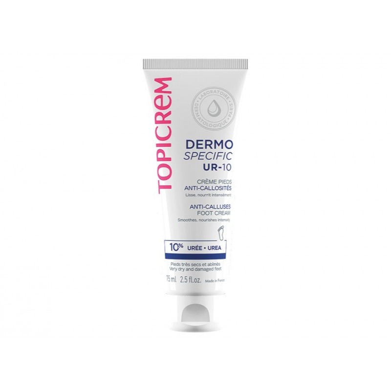 TOPICREM DERMO SPECIFIC UR-10 ANTI-CALLUSES FOOT CREAM / ПОДХРАНВАЩ КРЕМ ЗА КРАКА (ЗА МНОГО СУХА КОЖА/ЗА НАПУКАНИ ПЕТИ) 75МЛ