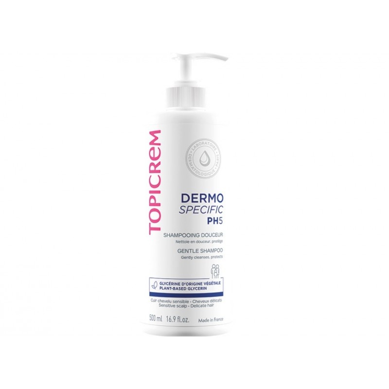 TOPICREM DERMO SPECIFIC PH 5 GENTLE SHAMPOO / ДЕЛИКАТЕН ШАМПОАН ЗА ЧЕСТА УПОТРЕБА (ЗА ВСЕКИ ТИП КОСА) 500МЛ