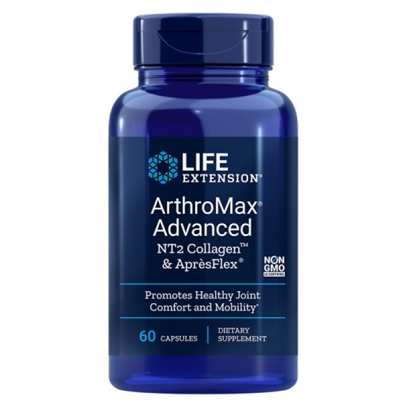 LIFE EXTENSION / ARTHROMAX® ADVANCED NT2 COLLADEN™ & APRESFLEX® / АРТРОМАКС ( С ГЛЮКОЗАМИН, БОСВЕЛИЯ, КОЛАГЕН И БОР) КАПС. X60