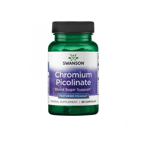 SWANSON CHROMIUM PICOLINATE – FEATURING CHROMAX / СУОНСЪН ХРОМ ПИКОЛИНАТ – ВКЛЮЧВАЩ ХРОМАКС 200 МКГ КАПС. Х 60