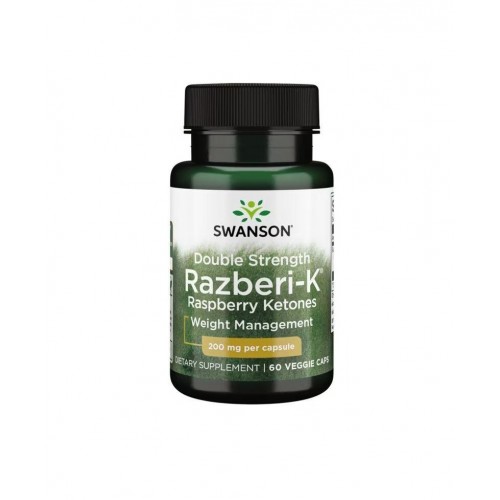 SWANSON DOUBLE STRENGTH RAZBERI-K RASPBERRY KETONES / СУОНСЪН МАЛИНОВИ КЕТОНИ RAZBERI-K С ДВОЙНА СИЛА 200 МГ КАПС. Х 60